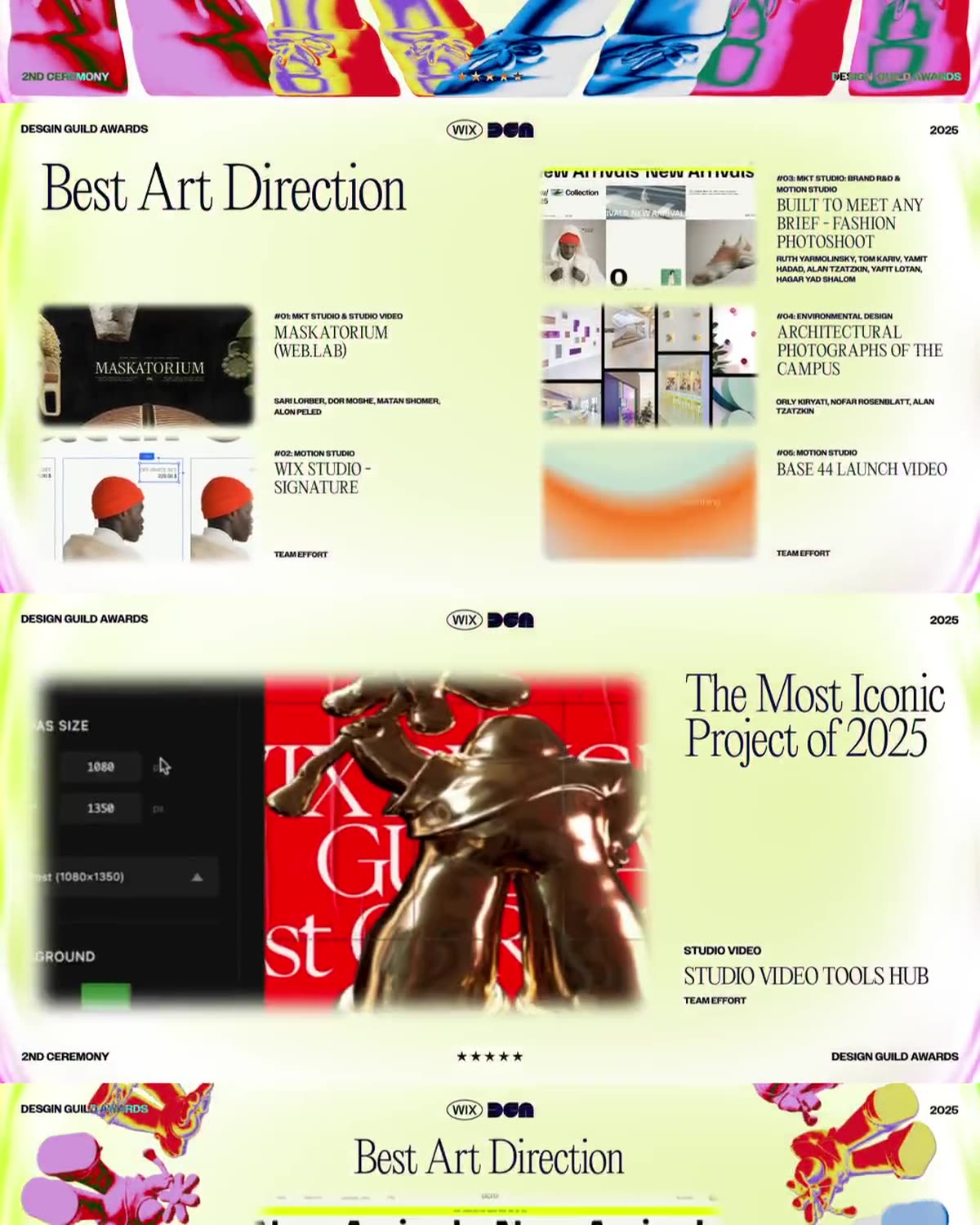 Full show package — nominee grids, transitions and award reveals