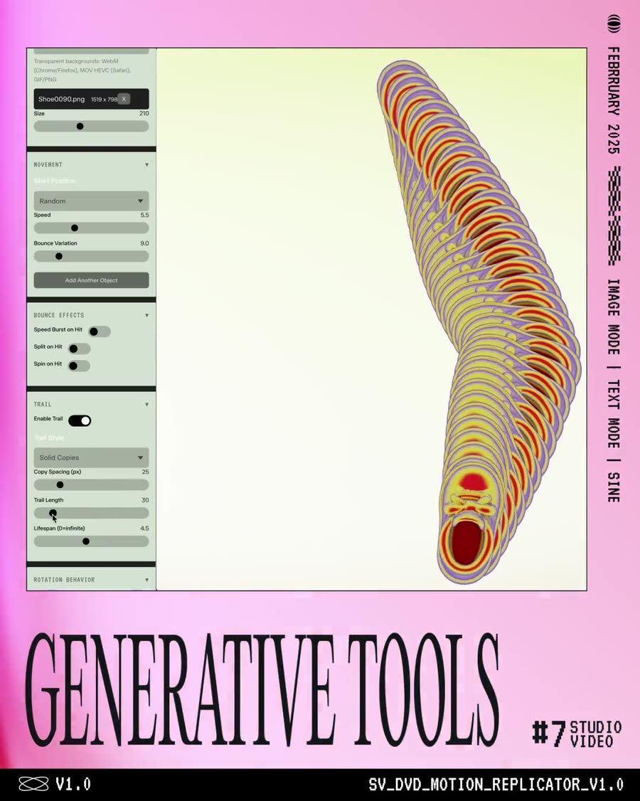 Generative tool built in code — motion replicator